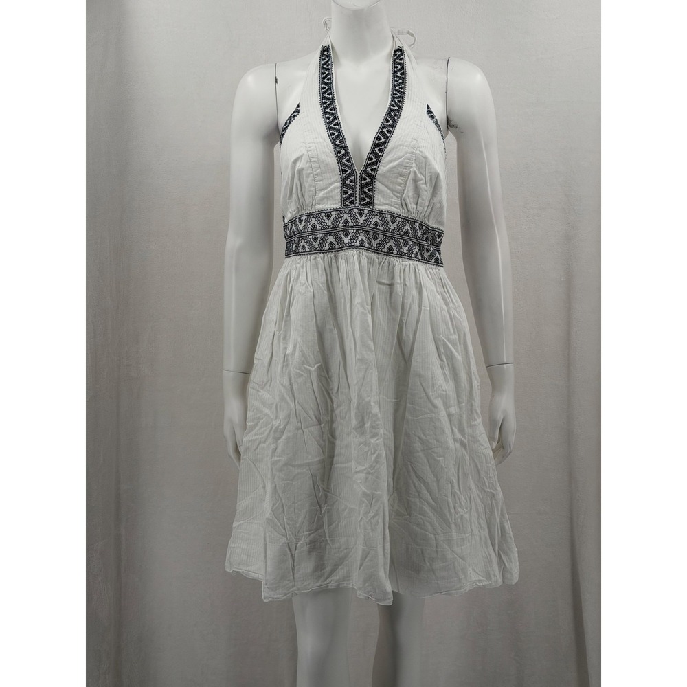 Gretchen Scott Dress Womens Medium White Embroidered Boho Halter Summer Coastal